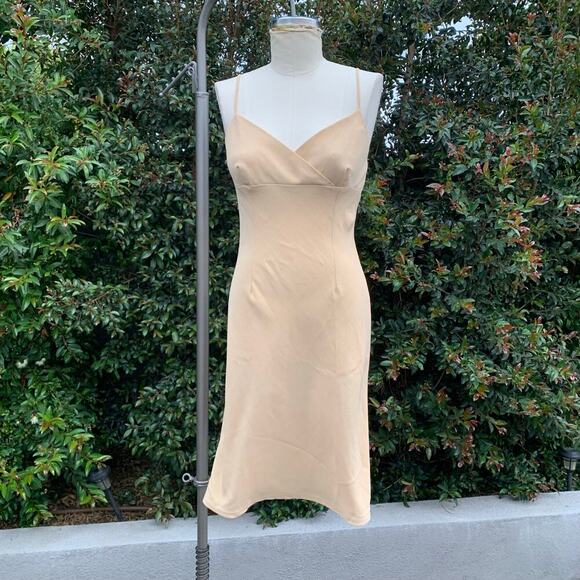 Vintage Opera Brown Tan ZipTank Dress 90s Women Large Y2K - Picture 1 of 9